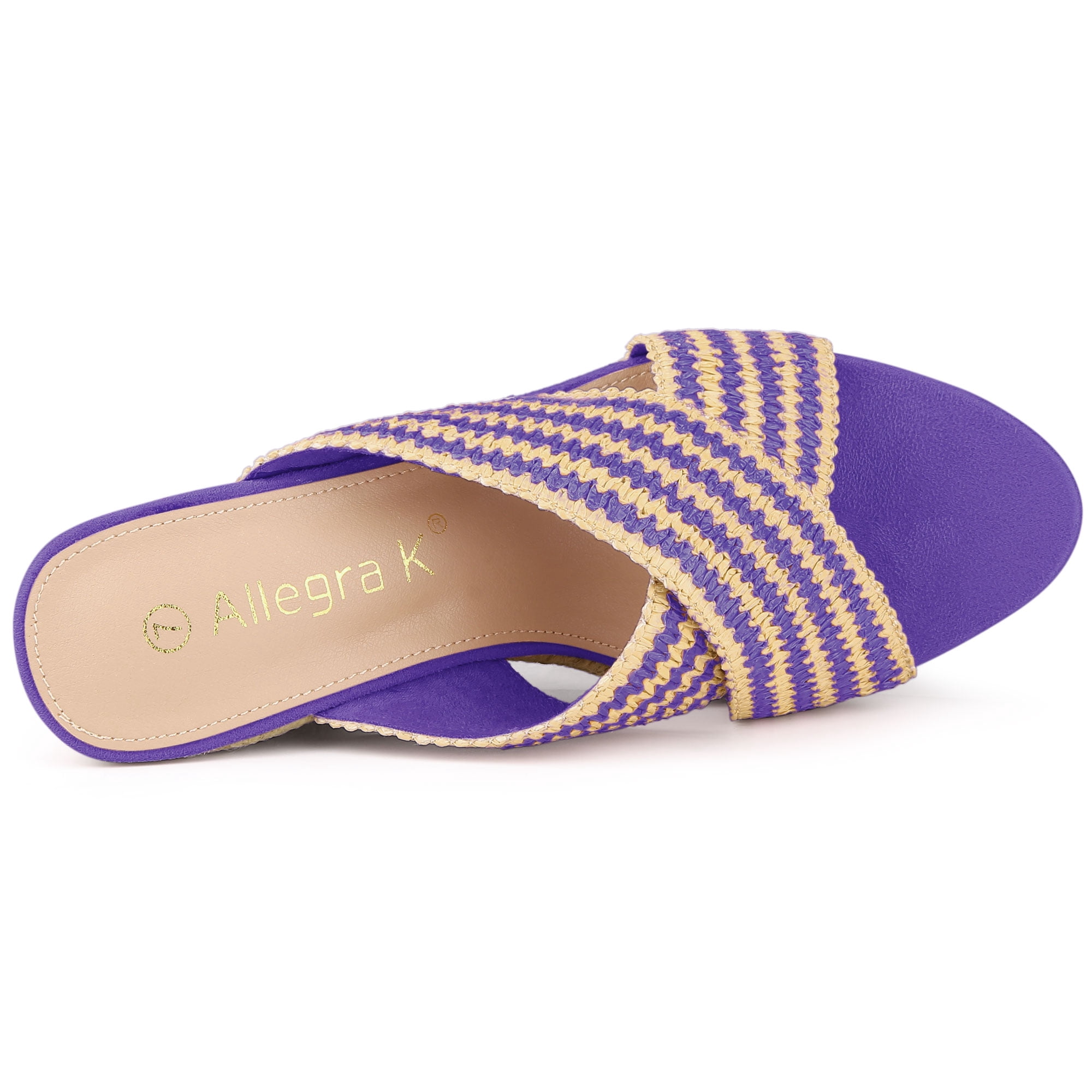 DARING DIVA Women's Crisscross Strap Platform Slides Wedge Sandals Purple 8.5