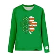 thumbnail image 4 of Womens Casual Long Sleeve Tops St. Patrick's Day Festival Graphic Print Crewneck Loose Fit Blouse (3XL, Green), 4 of 6
