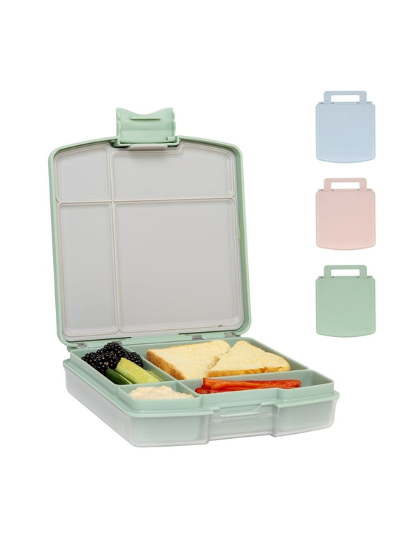 Ubbi Bento Lunch Box for Kids with 4 Compartments, Dishwasher Safe Lunch Box, BPA Free, Sage