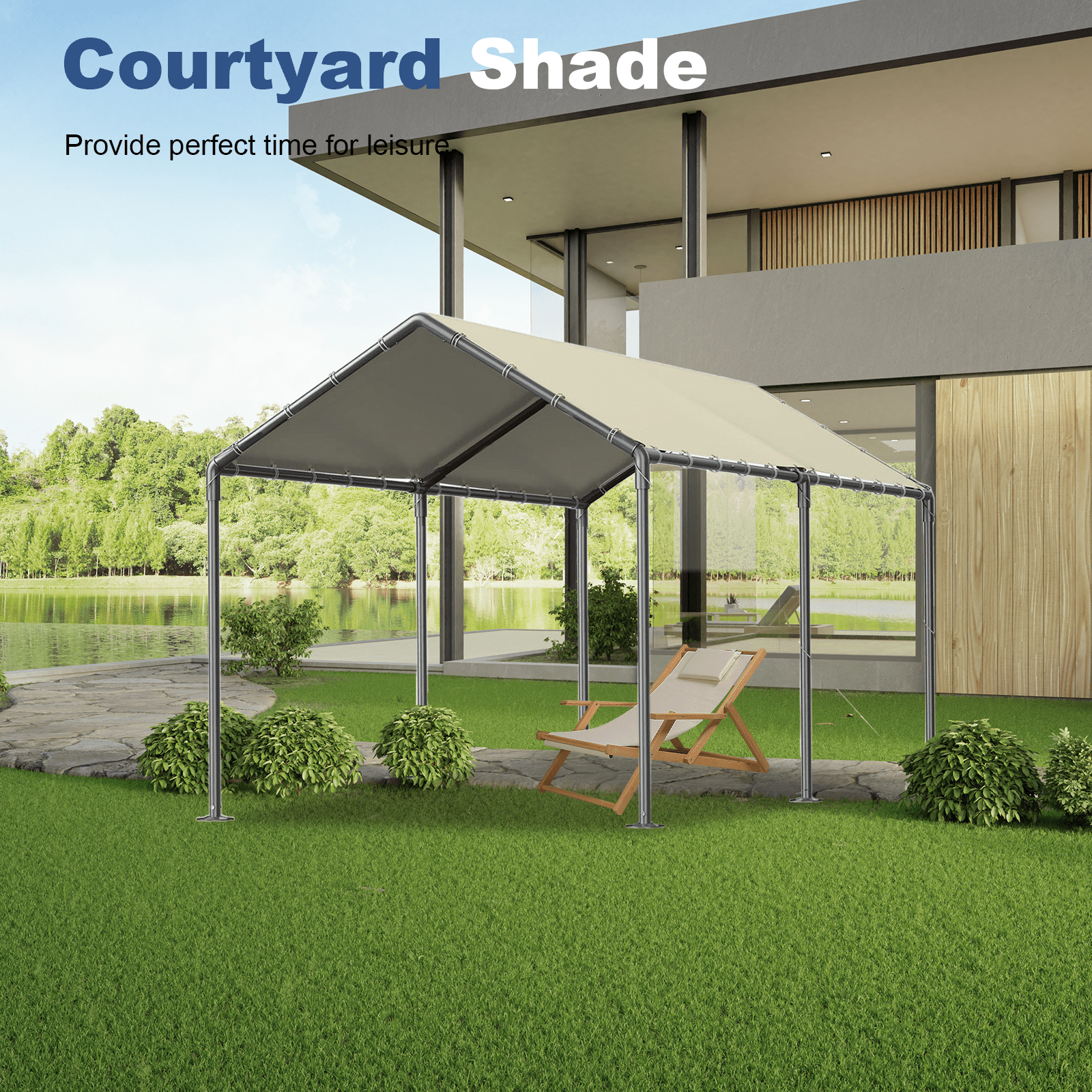 GREZONE 10' x 20' x 9.2' Gray Heavy Duty Portable Carports