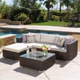 thumbnail image 2 of Noble House Santa Rosa 5 Piece Outdoor Wicker Sectional Sofa Set in Multibrown, 2 of 26
