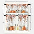 thumbnail image 4 of Pumpkin Fall Kitchen Curtains Autumn Leaves Window Curtains Valance and Tier Set 36 Inch, Thanksgiving Rod Pocket Short Tier Curtain for Room, Orange Watercolor Small Cafe Kitchen Decor, 4 of 6