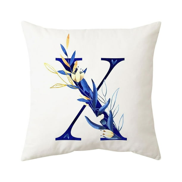 1 Pieza Fundas De Cojín Decorativas Con Letras Del Alfabeto Fundas De Cojín Con Letras Abc Flores Fundas De Cojín 18 X 18 Pulgadas Protector De Cojín Cuadrado Para Sofá, Cama, Silla De Coche, Decora