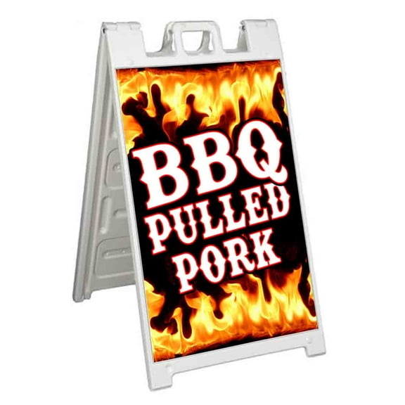 BBQ Pulled Pork (24" X 36") Standard A-Frame Signicade, Includes Decal Applied To Stand