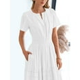 thumbnail image 4 of FreshPretty Womens Summer Casual Midi Maxi Dresses Lightweight Short Sleeve V Neck Elastic Waist Boho Beach Dress Pockets, 4 of 6