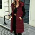 thumbnail image 7 of cocolona Long Puffer Vest for Women Trendy Hooded Sleeveless Stand Collar Button Down Long Coat Quilted Winter Warm Snow Overcoat with Pocket, 7 of 7