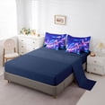 thumbnail image 3 of jejeloiu Magical Animal Turtle 7-Piece Twin Bedding For Girls,Colorful Floral Bedding Comforter Set,Blue Purple,Navy Blue Reversible, 3 of 7