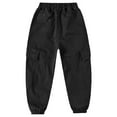 thumbnail image 4 of Zshosam Boys' Pants Boys Straight Wide Elastic Waist Cargo Pants Casual Chindren Trousers Size 5T 6T,(Black 5-6 Years), 4 of 5