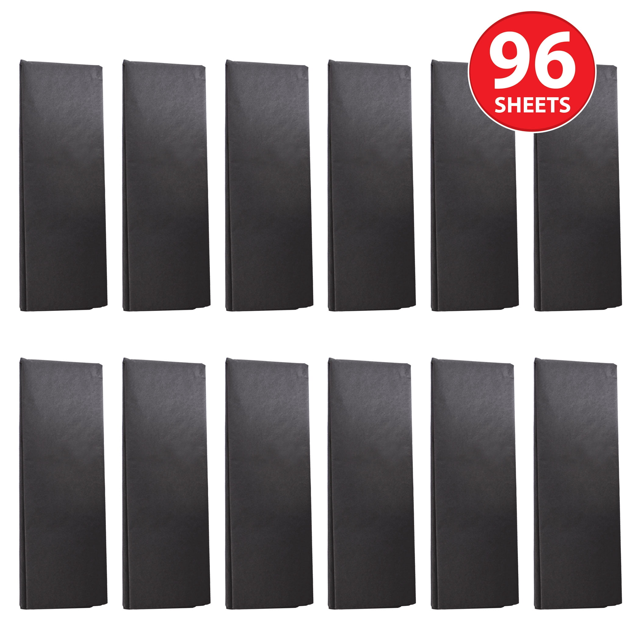 Black Tissue Paper Sheets, 20" x 20", Pack of 96 Sheets
