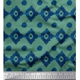 thumbnail image 1 of Soimoi Green Cotton Poplin Fabric Aztec Geometric Printed Fabric 1 Yard 42 Inch Wide, 1 of 3