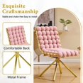 thumbnail image 2 of Silla giratoria de respaldo de bola tufted con piernas de metal de oro, silla elegante sin brazos para oficina en el hogar, dormitorio, 2 of 5