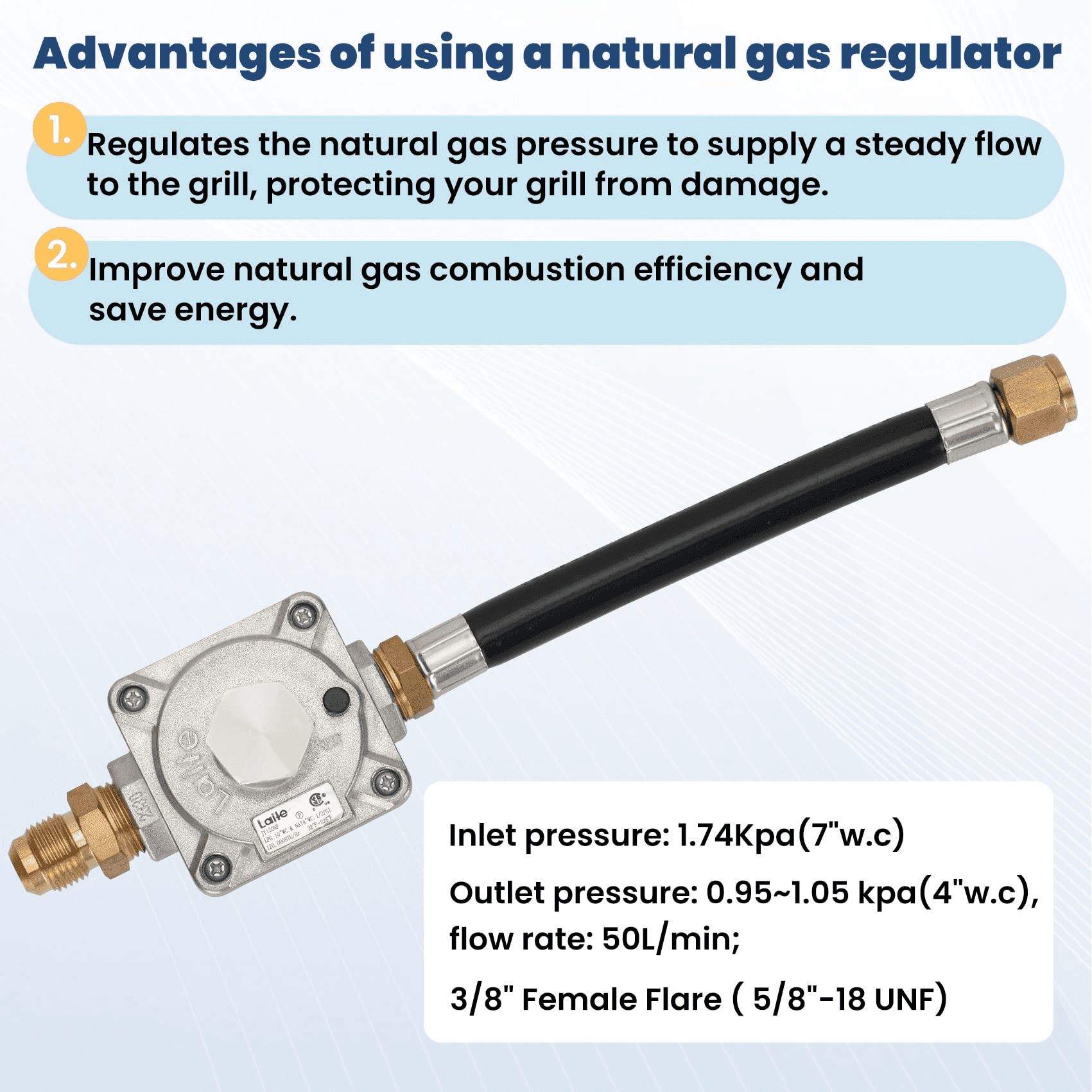 Flngr 15FT Auto Changeover 2-Stage Propane Regulator and Hose Replacement for Kitchen-Aid 710-0003 Gas Grill Conversion Kit