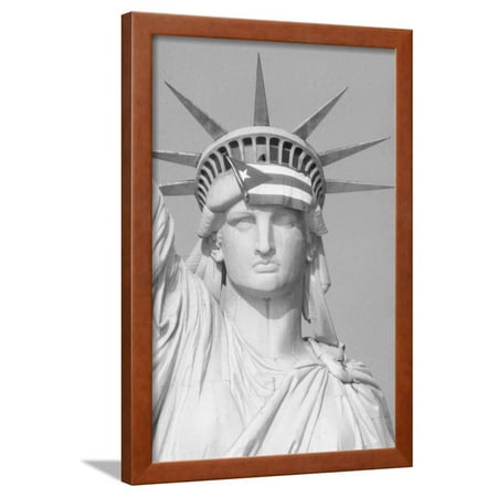 Puerto Rican Flag On Statue Of Liberty Framed Print Wall Art