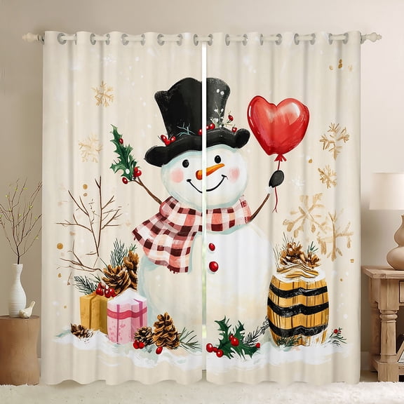 Castle Fairy Kids Xmas Snowman Black Out Curtains,Merry Christmas Curtains Pack of 2 (42x63 Each),Winter Snowflakes Bedroom Curtains,Microfiber Bedroom Decor