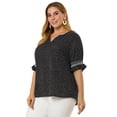 thumbnail image 4 of Women's Plus Size Blouse Pin Dots Smocked Floral Boho Blouses Black 2X, 4 of 7
