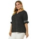 thumbnail image 4 of Women's Plus Size Blouse Pin Dots Smocked Floral Boho Blouses Black 4X, 4 of 7