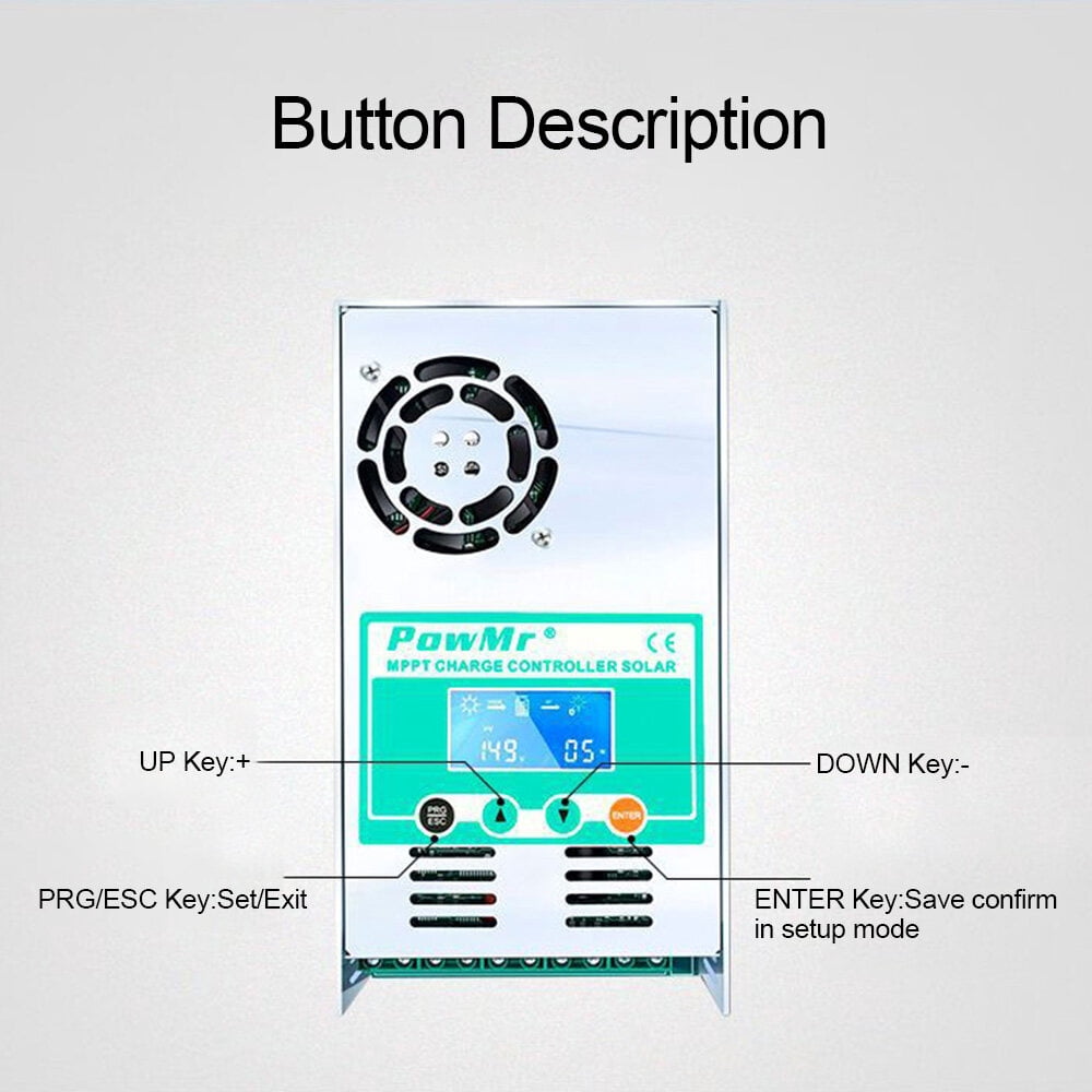 MPPT-60A Safe And Reliable Solar Charge And Discharge Controller 12/24/36/48V Auto-Max DC150V Input Solar Controller With Fan
