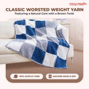 Mary Maxim Starlette Ragg Yarn Brown and White Striped Variegated Yarn 216 Yards, Brown