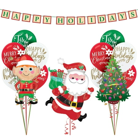 Party City Merry Christmas Balloon Kit Includes Printed Latex