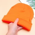 thumbnail image 6 of Myenne Unisex Solid Color Knitted Hat Headgear Warm Ski Hat Wool for Men and Women (Orange), 6 of 10