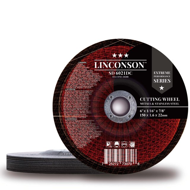 LINCONSON Lot de 10 Roues Coupantes de 6 Pouces pour Broyeur d'Angle en Métal et Acier Inoxydable 6”x1/16”x7/8 Pouces Disque Central (SD6021DC)