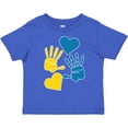 thumbnail image 3 of Inktastic Down Syndrome Awareness with Handprints and Hearts Blue and Yellow Boys or Girls Toddler T-Shirt, 3 of 5