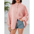 thumbnail image 3 of Women's Chunky Knit Oversized Cardigan - Button Front Coat with Lantern Sleeves for Fall/ Winter Cozy Outerwear, 3 of 6