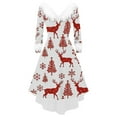 thumbnail image 5 of Jsaierl Womens Christmas Dresses Faux Fur Trim V-Neck Party Dress Holiday Long Sleeve A Line Dresses High Low Swing Dress, 5 of 5
