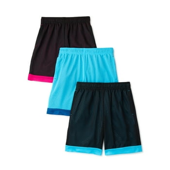 Athletic Works Boys Mesh Shorts, 3-Pack, Sizes 4-18 & Husky