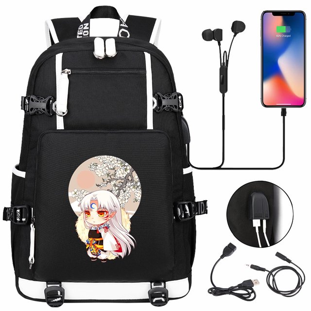 Anime Dibujos Animados Inuyasha USB Gran Capacidad Joven Estudiante Mochila Hombres Mujeres Ocio Viaje