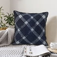 thumbnail image 6 of Velvet Rimmed Pillowcase Is Not Easy To Open Line Deformation Invisible Zipper Opening And Closing Only Pillowcase Does Not Contain Pillow Core Argyle Plaid Blue_1 20"X20", 6 of 8
