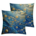 thumbnail image 2 of Acheng Marble Texture Natural Luxury Navy Blue Gold Painting Set of 2 Decorative Throw Pillow Cases Sofa Cushion Covers for Couch Bedroom Living Room Car Home Decor White, 2 of 6