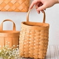 thumbnail image 7 of Hanging Wicker Basket Hand-Woven Wood Storage Basket Portable Wall Hanging Flower Basket Organizer Fruit Vegetable Rattan Box Home Decoration Height 6.1in, 4.9x6.13", 7 of 7