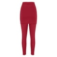 thumbnail image 7 of Ousvtion Women's Yoga Legging Elastic High Waist Pants Tummy Control Leggings Fake Two-piece Bottom Pant with Skirt Fashion Plain Trousers Clearance Saving,01-Red,XX-Large, 7 of 7