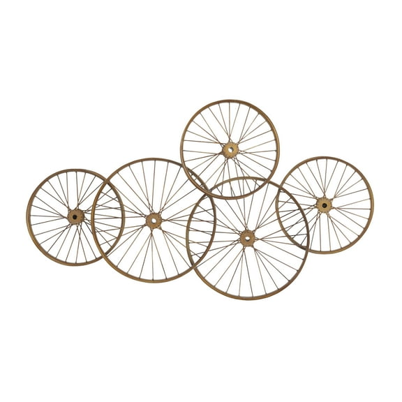 DecMode Copper Metal Wheels Bike Wall Decor