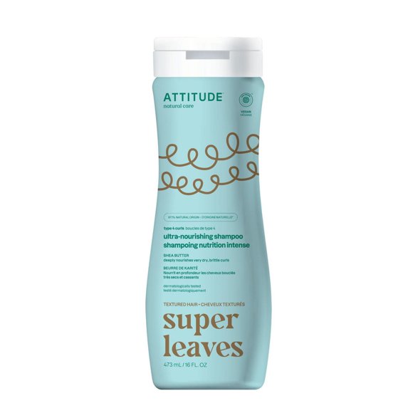 ATTITUDE super leaves, Shampooing pour Boucles Ultra Nourrissant, Beurre de Karité
