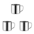 thumbnail image 2 of 3 Pcs Double-Walled Stainless Steel Camping Mugs - Small Metal Tea/Coffee Cups for Outdoor, Travel & Heat/Cold Insulated Drinking, Durable Insulated Cups With Handles, BPA-Free(Silver,2.9x2.6x2.6"), 2 of 5