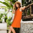 thumbnail image 2 of Kdxio Robe d'Été Sans Manches à Imprimé Écailles Orange pour Femmes, Décontractée, avec Poche, 2 of 7