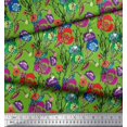 thumbnail image 3 of Soimoi Velvet Fabric Leaves & Poppy Floral Decor Fabric Printed Yard 58 Inch Wide, 3 of 6