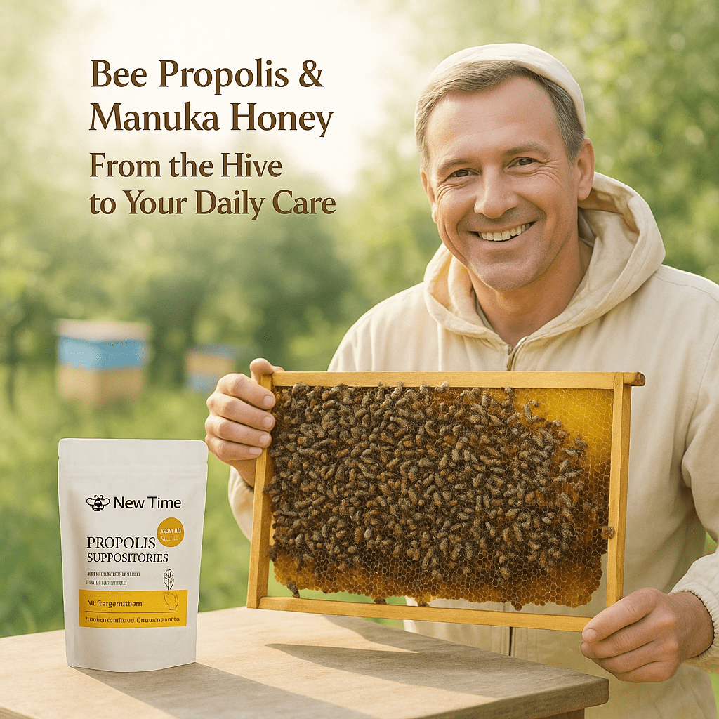 3-Pack Propolis & Manuka Honey Suppositories, Clean Botanical Formula for Men & Women