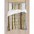 thumbnail image 3 of Marble Queen Size Duvet Cover Set, Onyx Marble Rock Themed Vertical Lines and Blurry Stripes in Earth Color Print, Decorative 3 Piece Bedding Set with 2 Pillow Shams, Mustard Brown, by Ambesonne, 3 of 3