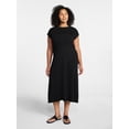 thumbnail image 2 of Time and Tru Women’s Cotton Knit Midi Dress with Dolman Sleeves, Sizes XS-XXXL, 2 of 5