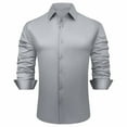 thumbnail image 2 of BRGZLK Men Business Casual Satin Shirt Long Sleeve Turn Down Collar Trendy Cozy Button Up Shirt Top Party Shirt Gray S, 2 of 5