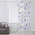 thumbnail image 3 of Purple Spring Floral Semi Sheer Curtains Drapes for Living Room, Bedroom, French Doors Window 45 Inches Long, Pastoral Botanical Watercolor Rod Pocket Chiffon Curtain Drapery Voile Draperies Panel, 3 of 6