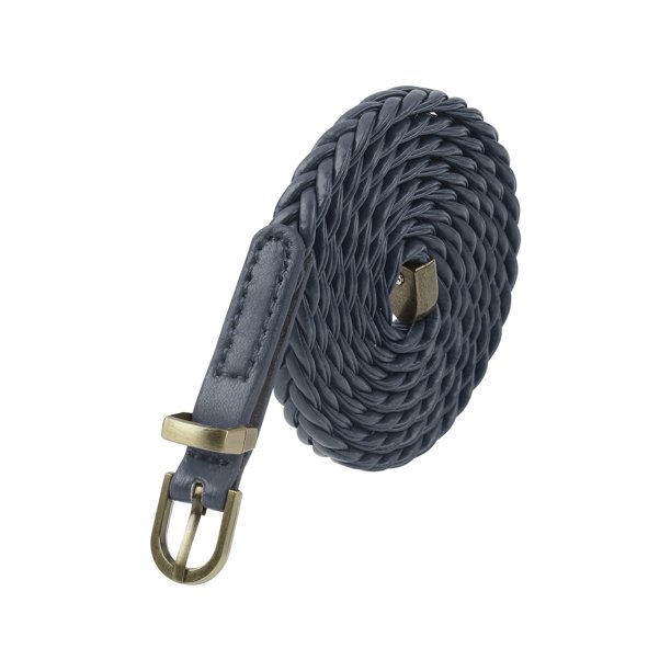 Cinturón delgado trenzado para mujer, cordón de cintura, decoración retro casual para vestidos, camisetas, cinturones pequeños 39.0x0.3" azul real