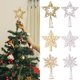 thumbnail image 2 of Adornos para árbol de Navidad, adornos para decoración de árbol de Navidad, estrella dorada y plateada, decoraciones navideñas para el hogar, Navidad, Año Nuevo 2023, 2 of 4