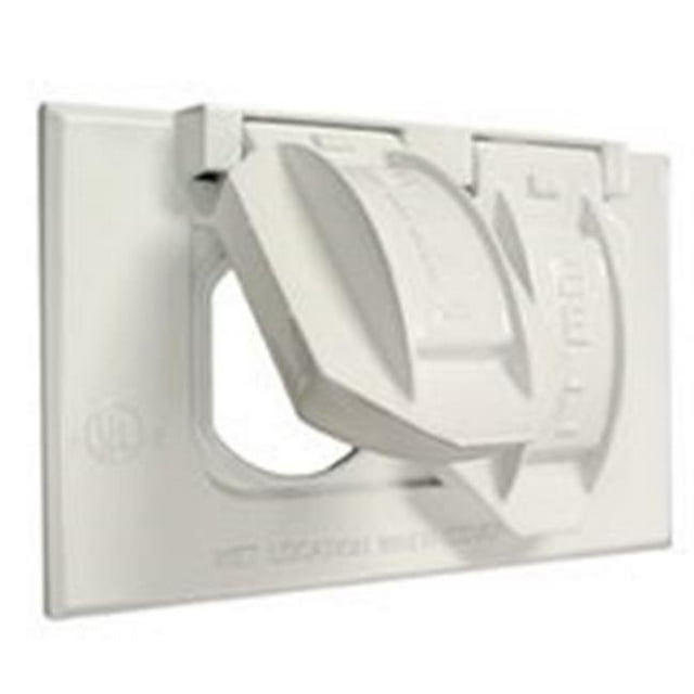 Résistant aux Intempéries 5180-1 Horizontal Duplex Simple Gang Couverture Résistant aux Intempéries Blanc
