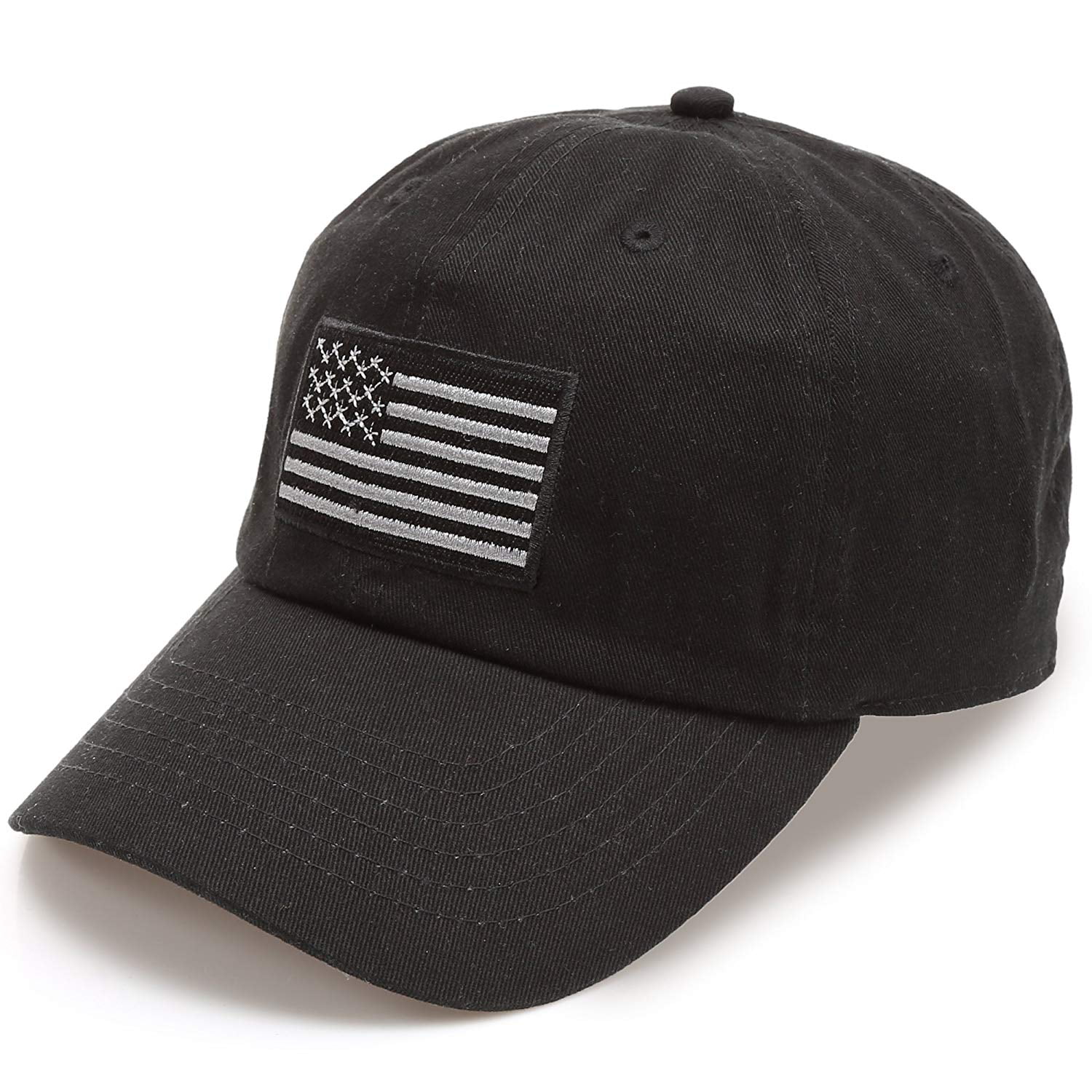 Newhattan Embroidered USA flag baseball cap 100% cotton Black Flag ...