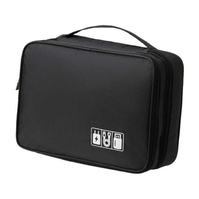 Estuche rígido para batería externa, bolsa universal con cremallera para guardar auriculares, electrónica Negro