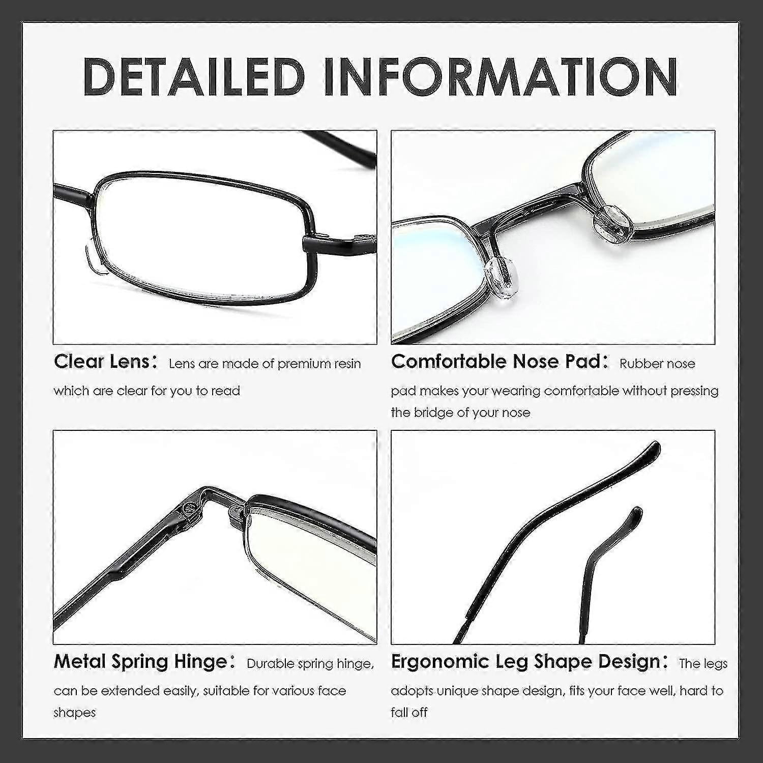 Pack Slim Pocket Reading Glasses For Men Women Blue Light Blocking Compact Readers Spring Hinge Me